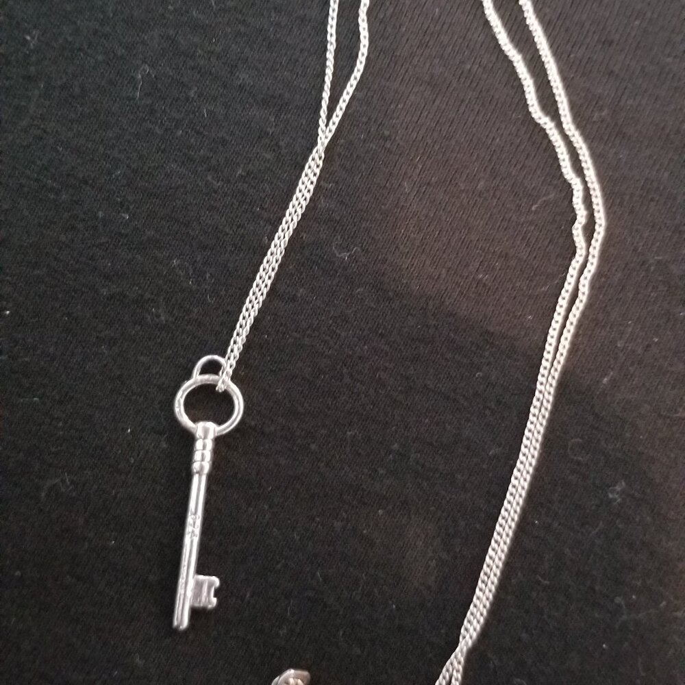 925 silver key pendant for tiffany heart necklace includes chain